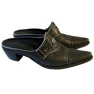 Franco Sarto Western Embellished Leather Mules 8